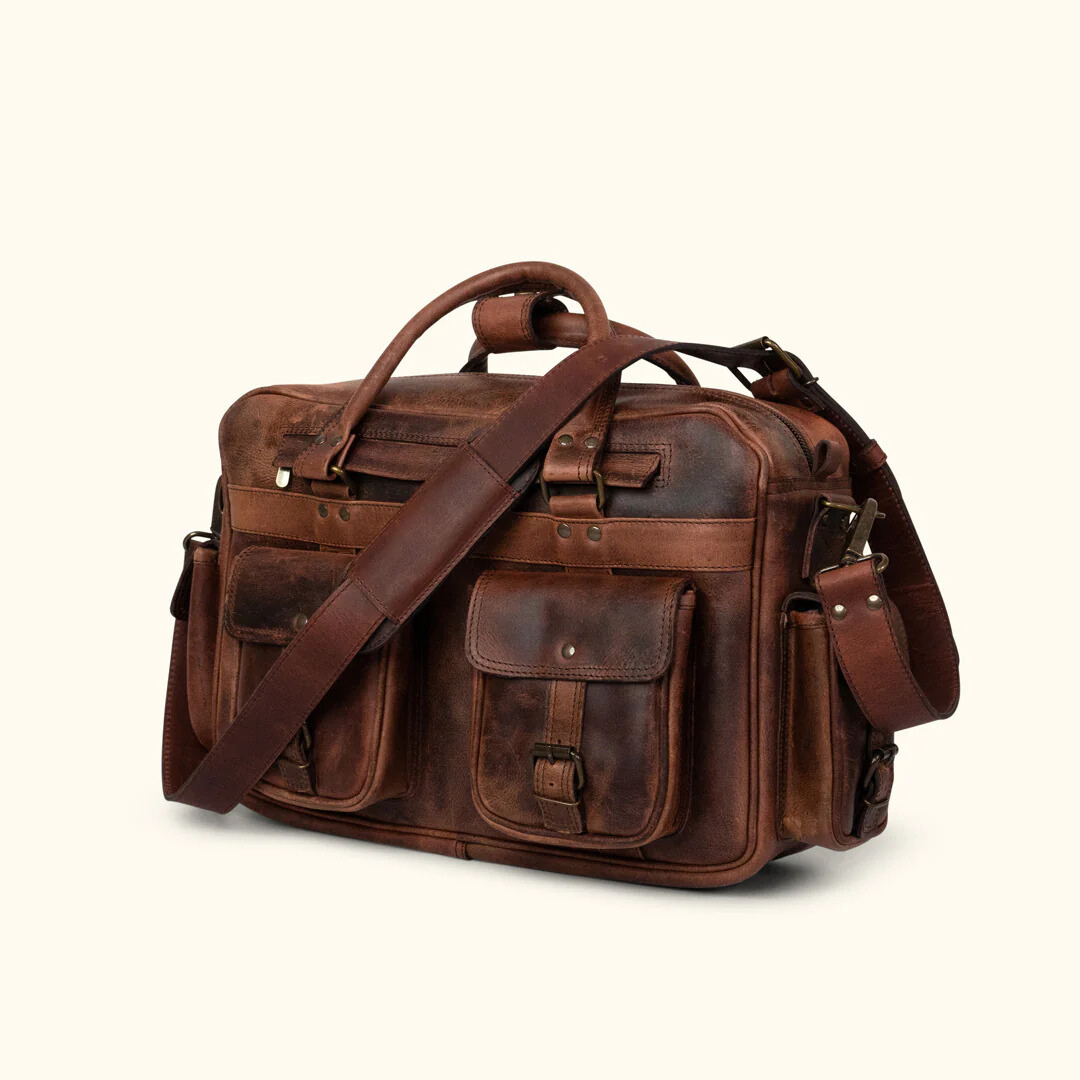 Men’s Genuine Leather Messenger Bag – Business Laptop Briefcase