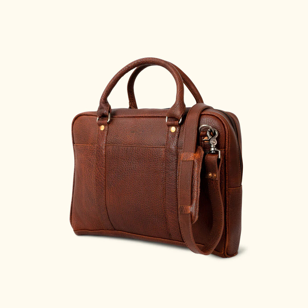 Vintage Style Buffalo Leather Briefcase – Men's Laptop Bag