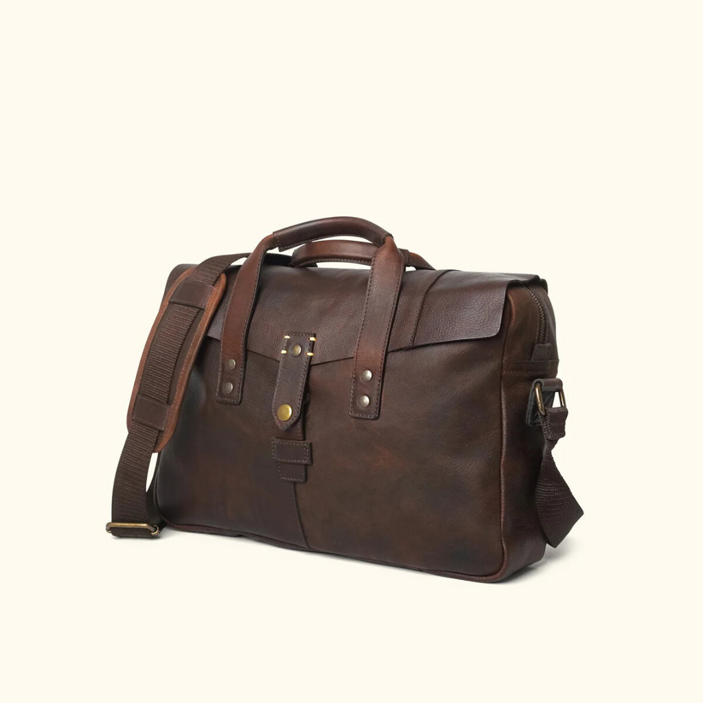 Buffalo Leather Briefcase – Genuine Full Grain Messenger Bag for Men