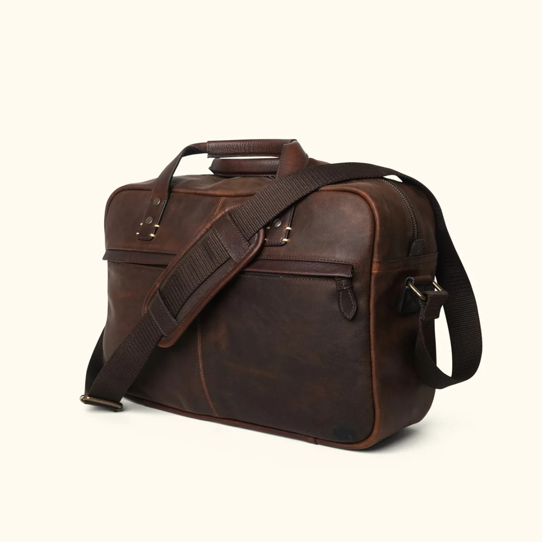 Genuine Buffalo Leather Briefcase – Vintage Men's Business Bag
