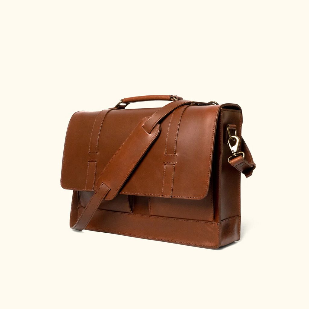Genuine Buffalo Leather Messenger Bag – Vintage Crossbody Satchel for Men