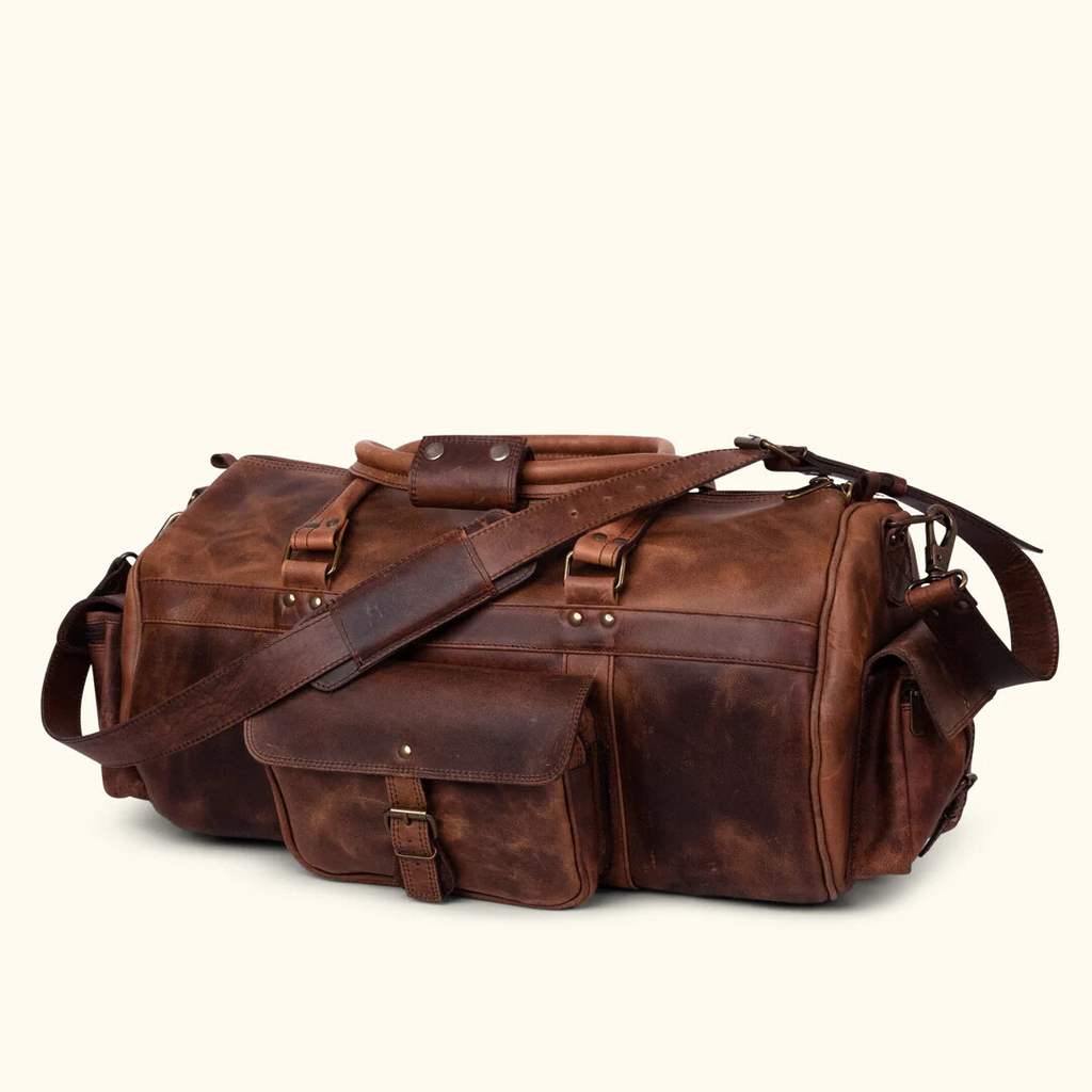 Vintage Genuine Leather Duffle Bag – Perfect for Weekend Getaways