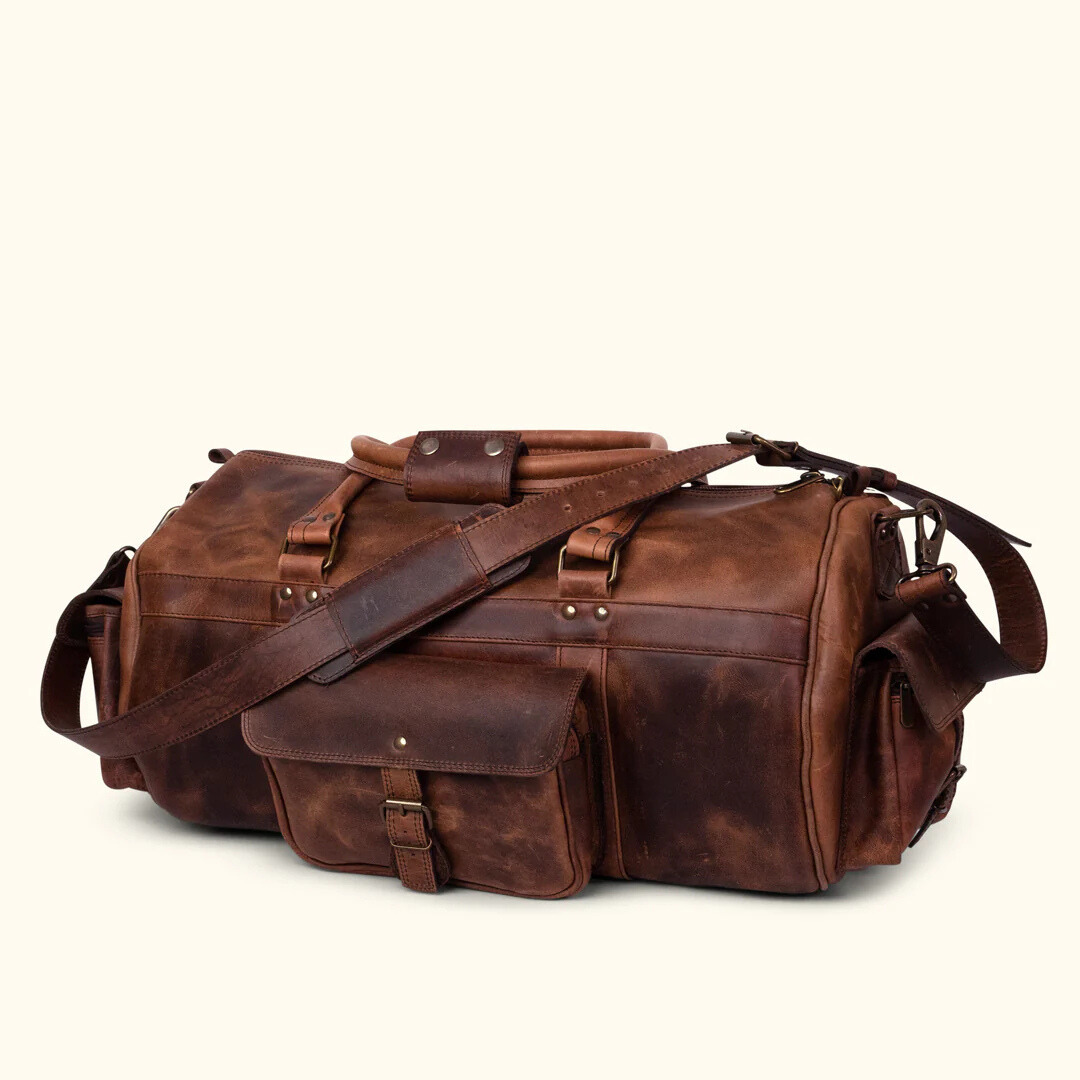 Vintage Genuine Leather Duffle Bag – Perfect for Weekend Getaways