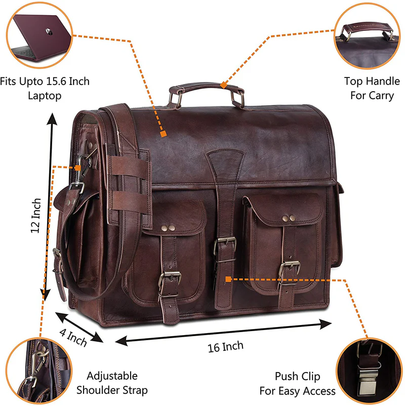 Premium Leather  Briefcase- Classic Messanger Bags For work & Travel