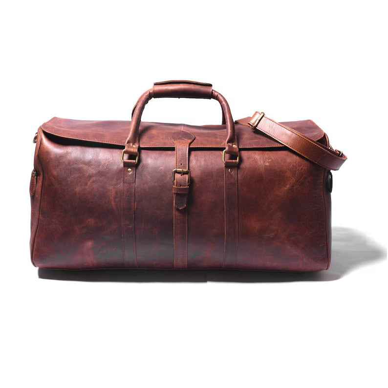 Genuine Leather Travel Duffle Bag – Premium Handmade Weekender
