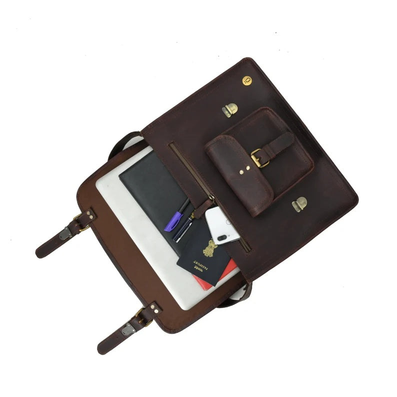 Premium Full-Grain Leather Messenger Bag – Laptop & Work Ready