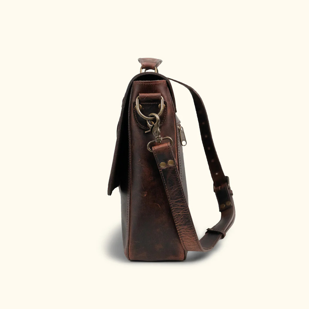 Buffalo Leather Crossbody Messenger Bag – Handmade, Durable & Classic