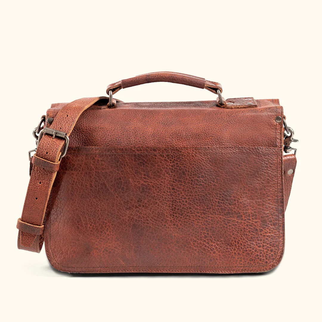 Premium Buffalo Leather Briefcase – Rustic Handmade Work Bag
