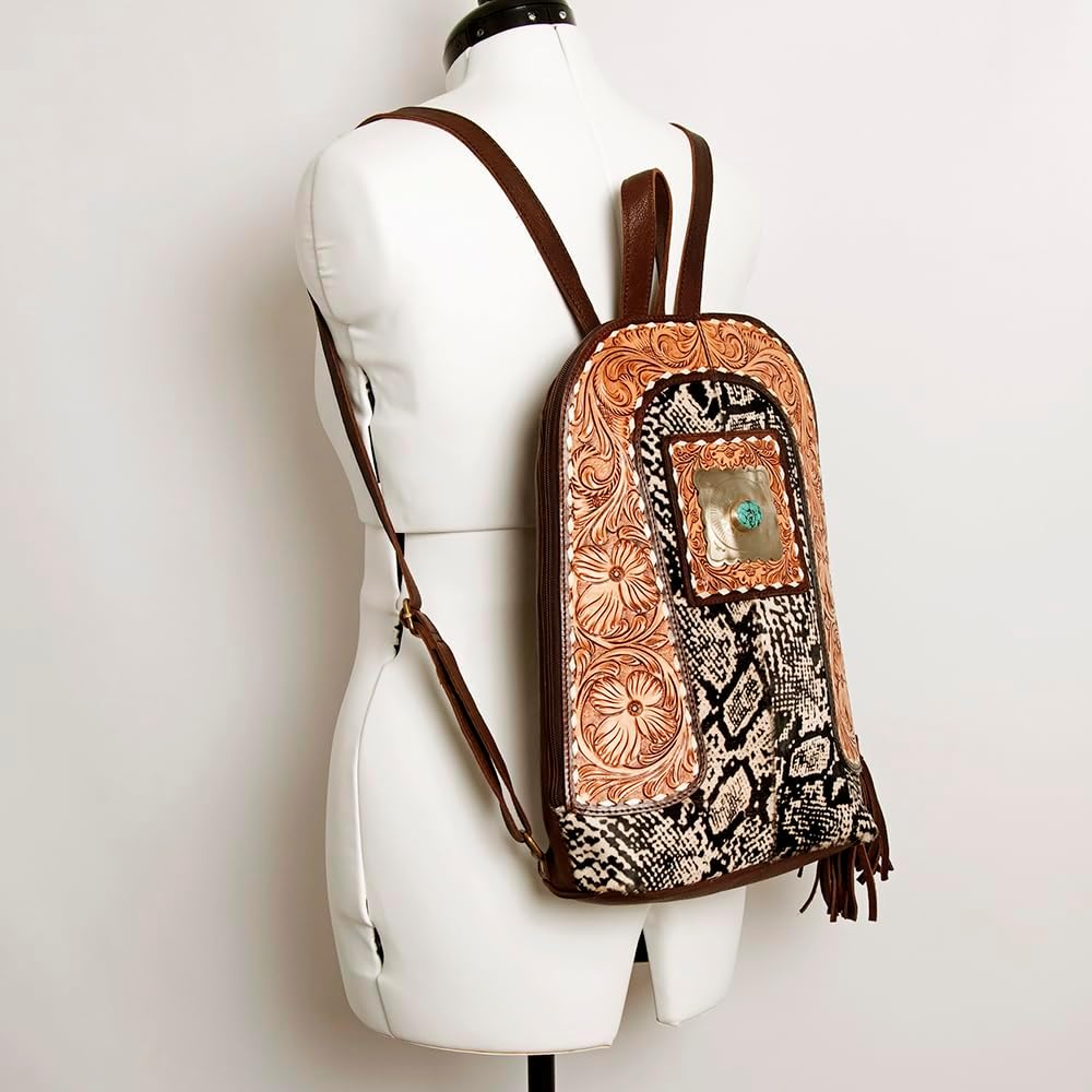 Handmade Cowhide Backpack – Natural Hair-On-Hide with Leather Accents