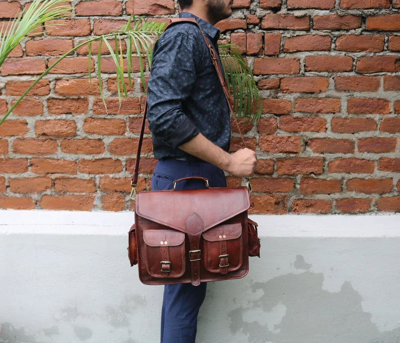 Genuine Leather Messenger Bag -Vintage Brifcase for men