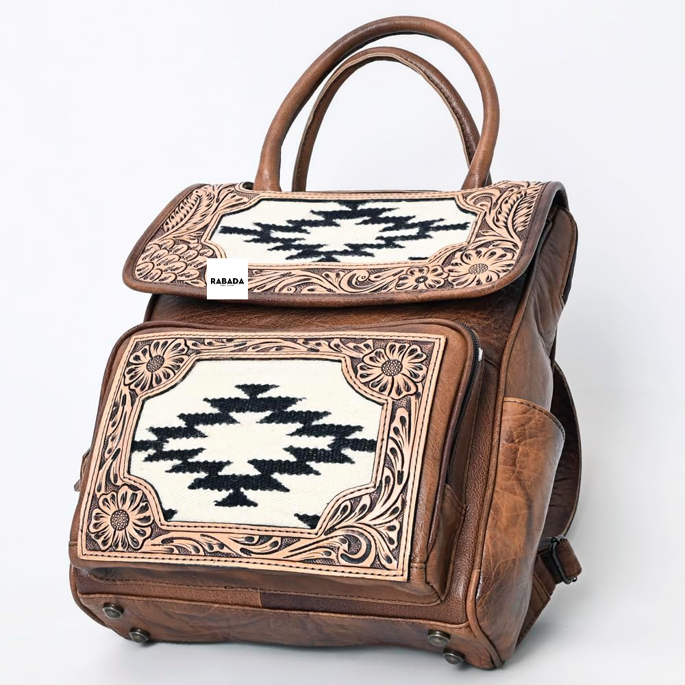 Western Aztec Leather Backpack – Handcrafted & Rugged