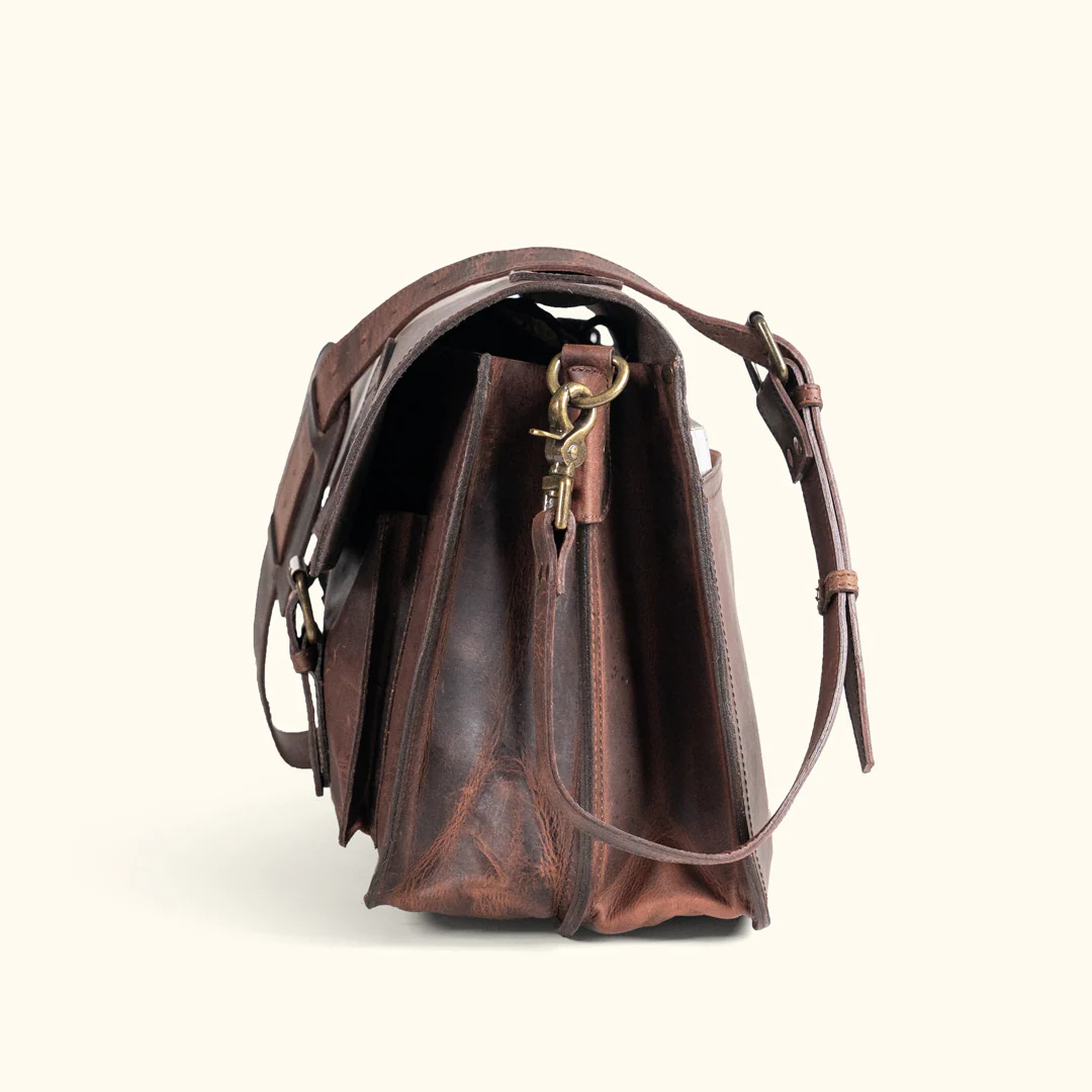 Genuine Buffalo Leather Briefcase – Vintage Men's Business Bag