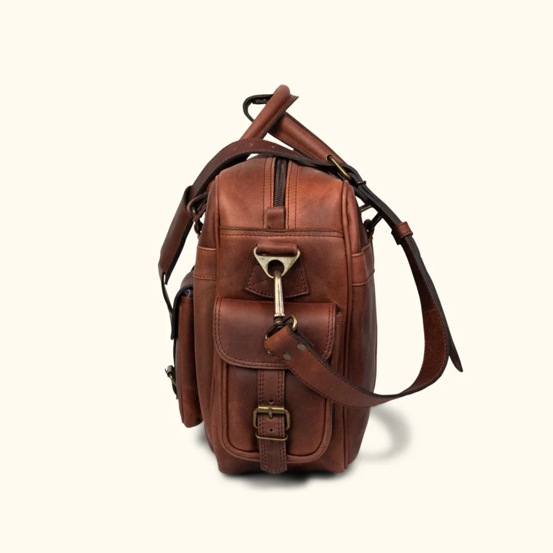 Genuine Buffalo Leather Briefcase – Vintage Men's Business Bag