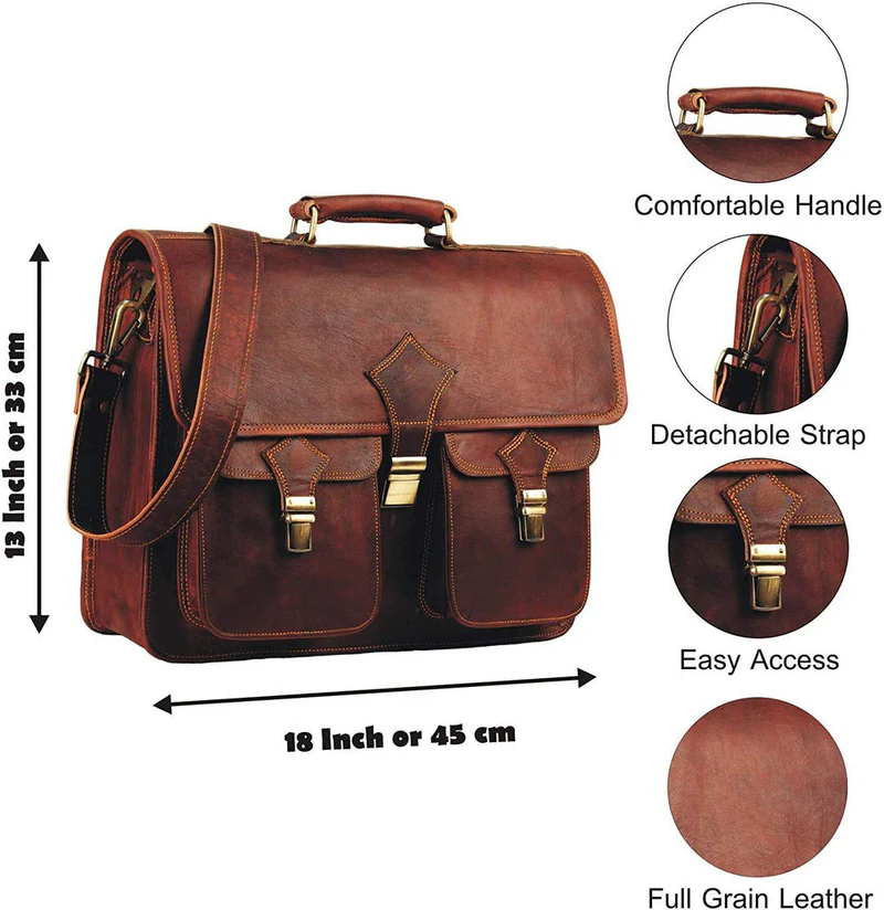 Premium Leather  Briefcase- Classic Messanger Bags For work & Travel