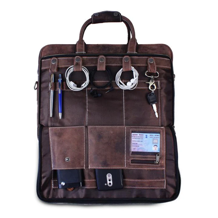 Men’s Genuine Leather Messenger Bag – Business Laptop Briefcase