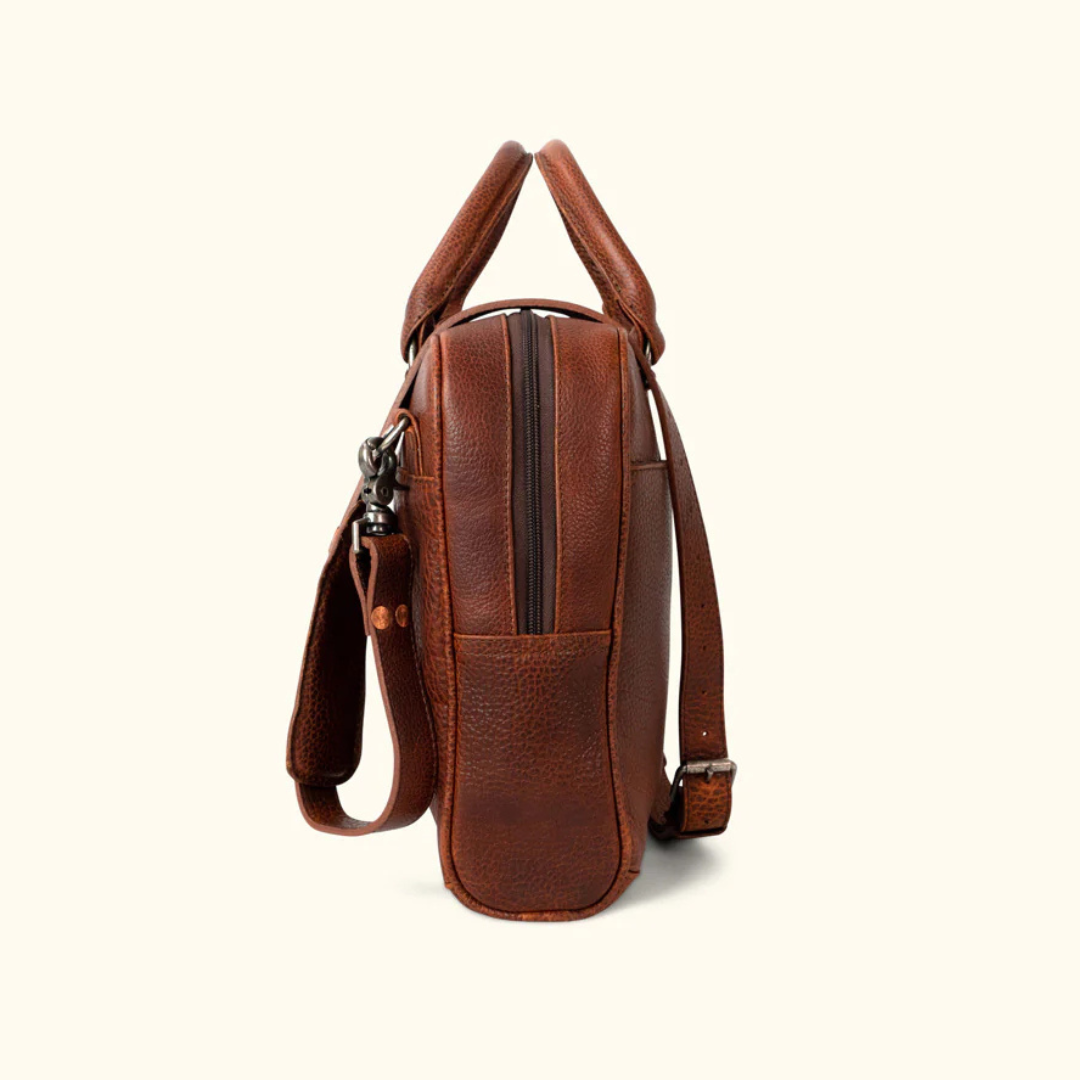 Vintage Style Buffalo Leather Briefcase – Men's Laptop Bag