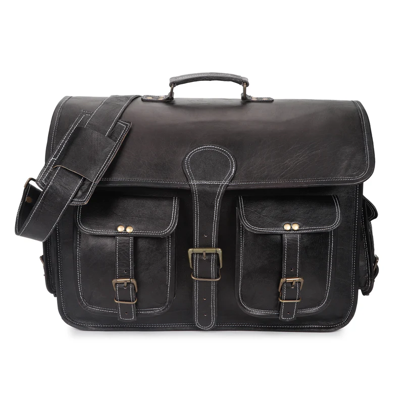 Full-Grain Leather Briefcase – Handcrafted Messenger Bag for Professionals