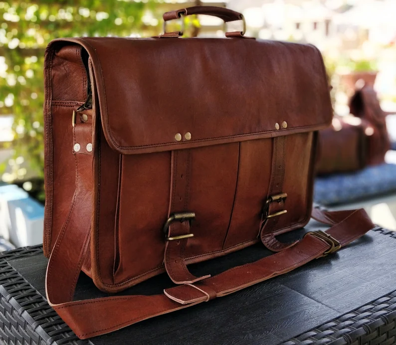 Genuine Leather Messenger Bag -Vintage Brifcase for men