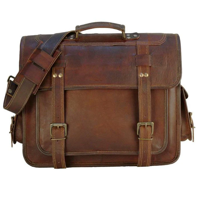 Men’s Genuine Leather Messenger Bag – Business Laptop Briefcase