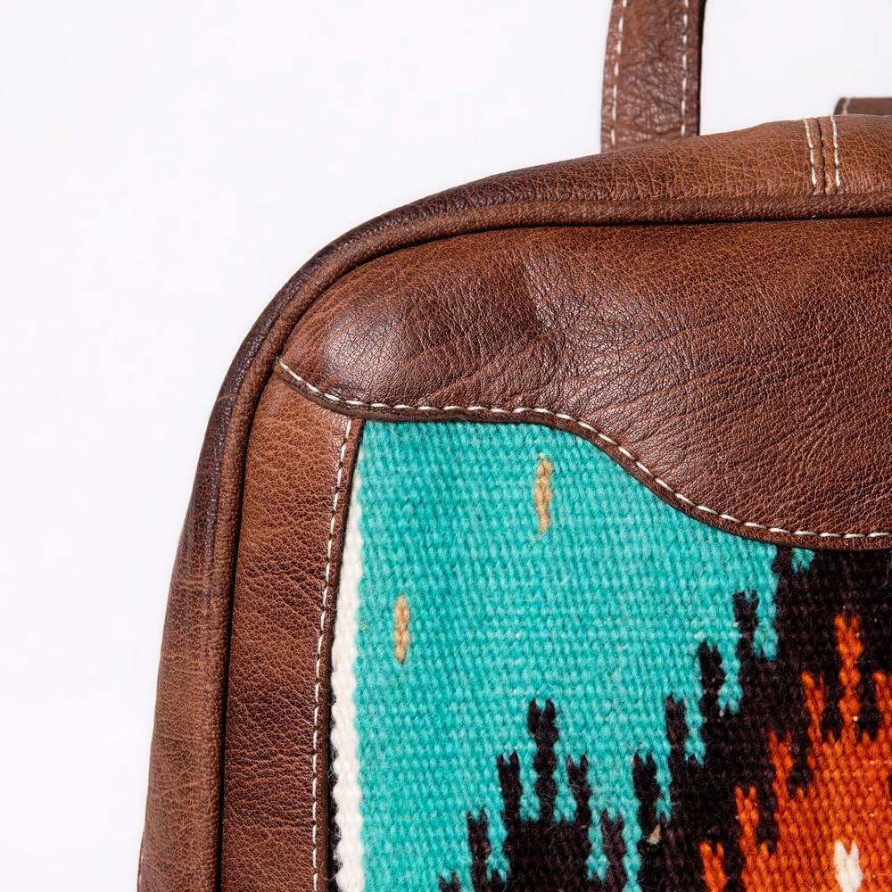 Handmade Aztec Leather Backpack – Classic Western Look