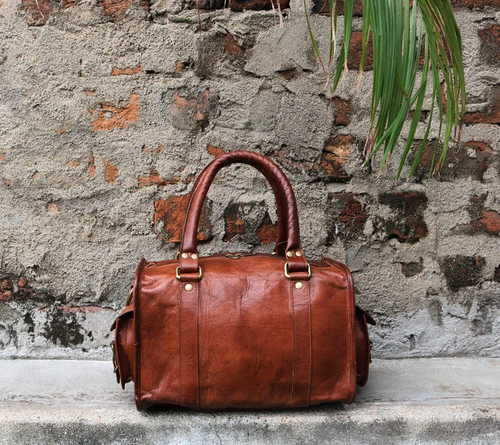 12-Inch Leather duffle Bag – Vintage Laptop, Office, Crossbody Bag for Men/Women