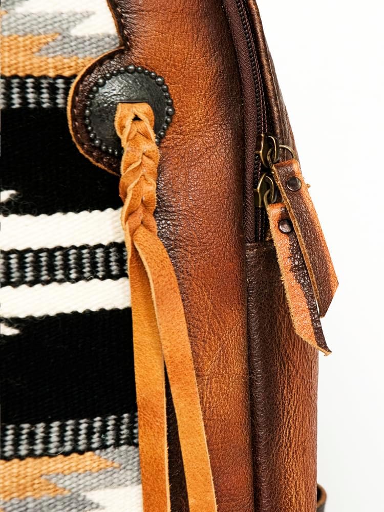 Western Aztec Leather Backpack – Handcrafted & Rugged