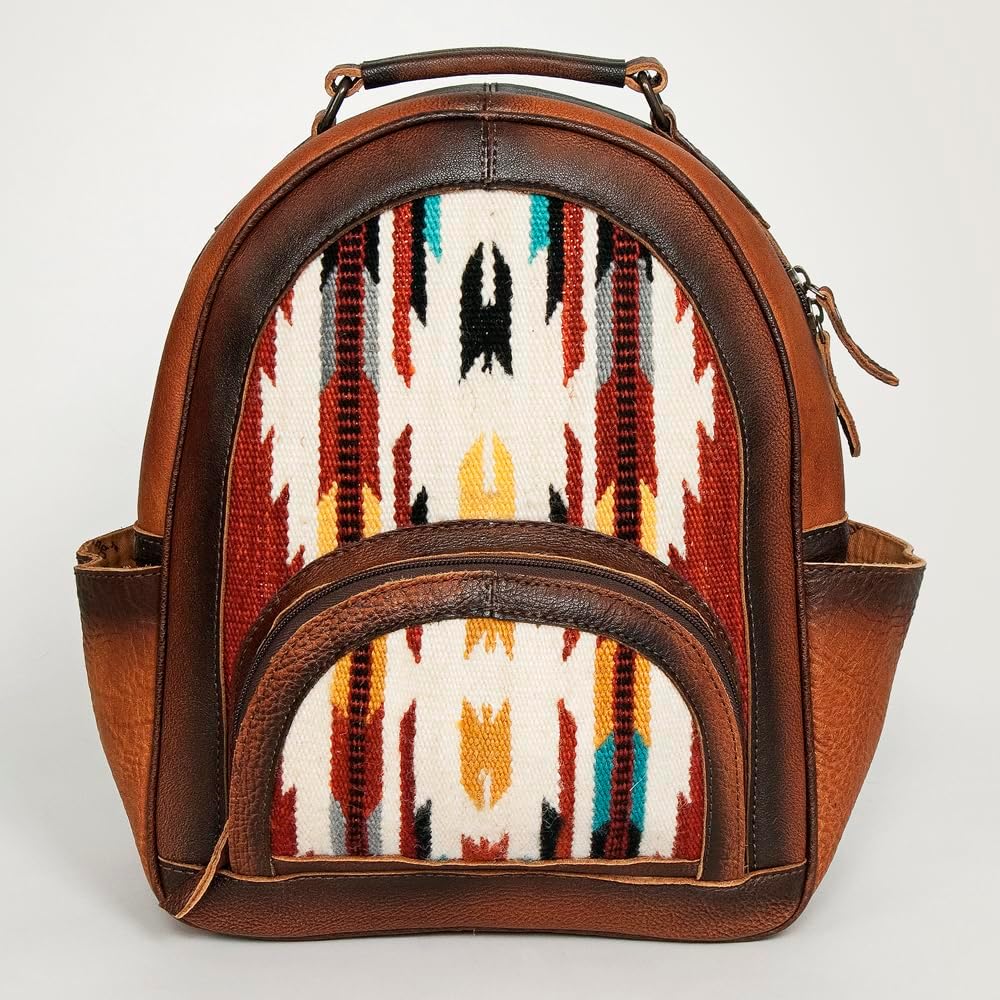 Western Aztec Leather Backpack – Handcrafted & Rugged