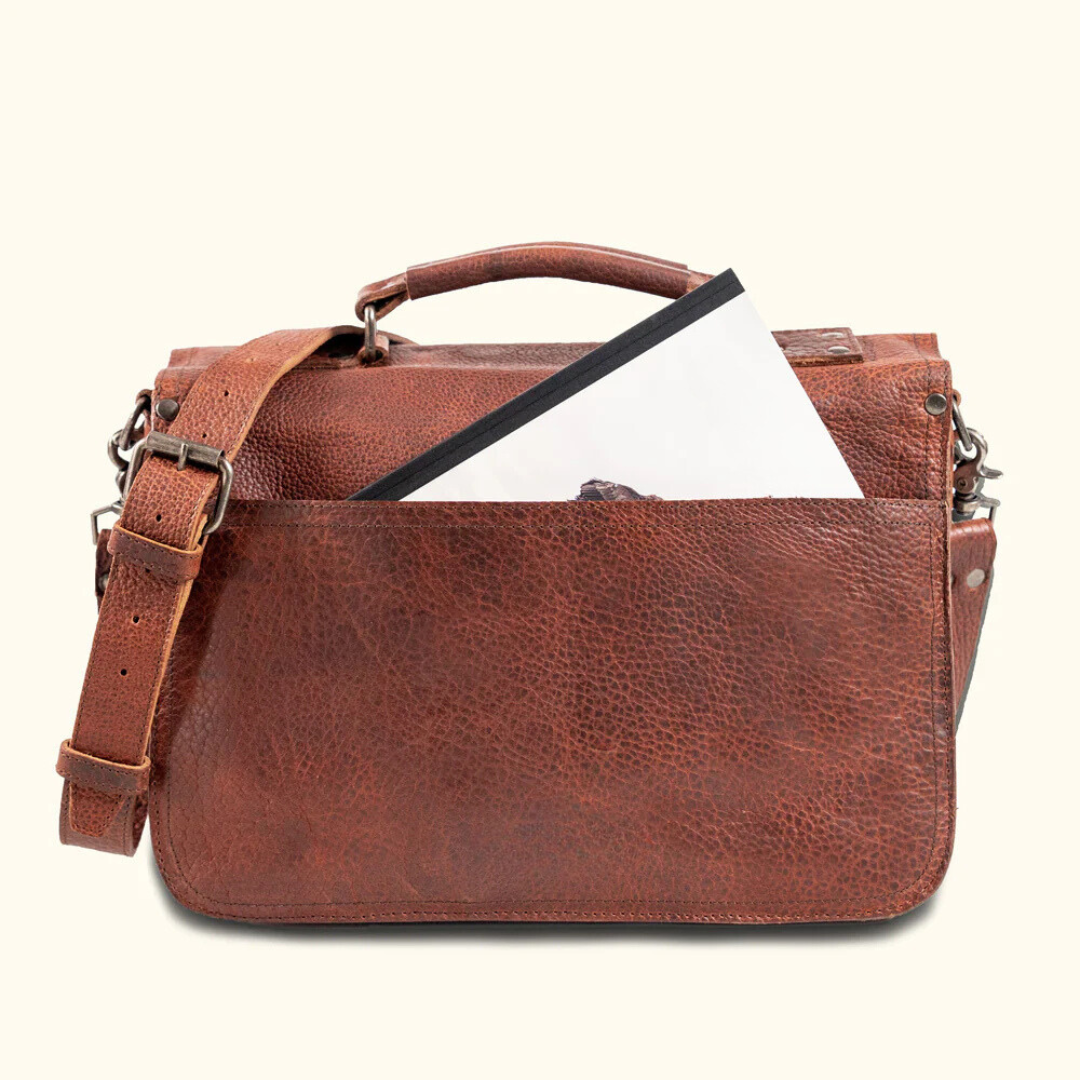 Premium Buffalo Leather Briefcase – Rustic Handmade Work Bag