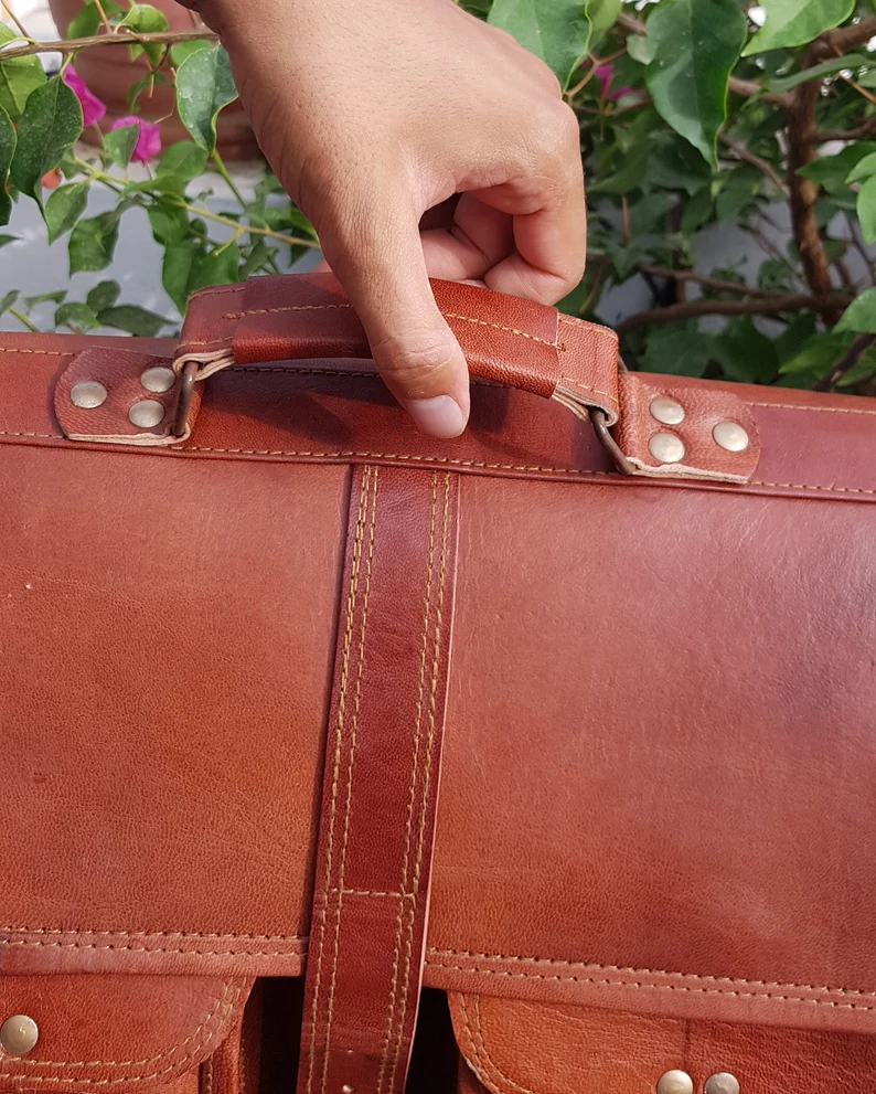 Men’s Genuine Leather Messenger Bag – Business Laptop Briefcase