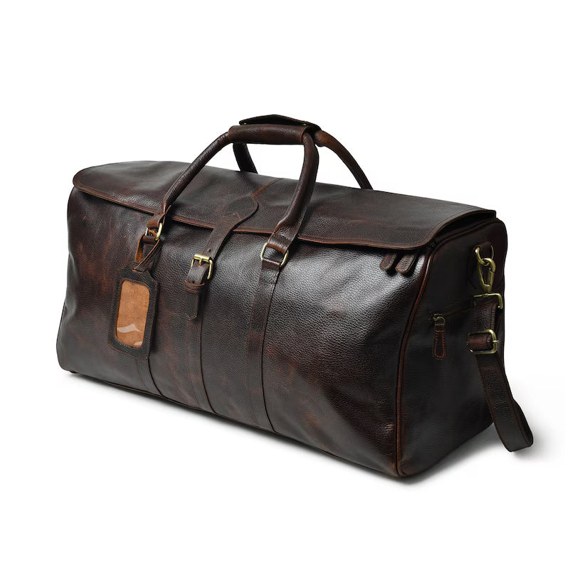 Premium Genuine Leather Duffle Bag – Travel & Gym Carryall Premuim