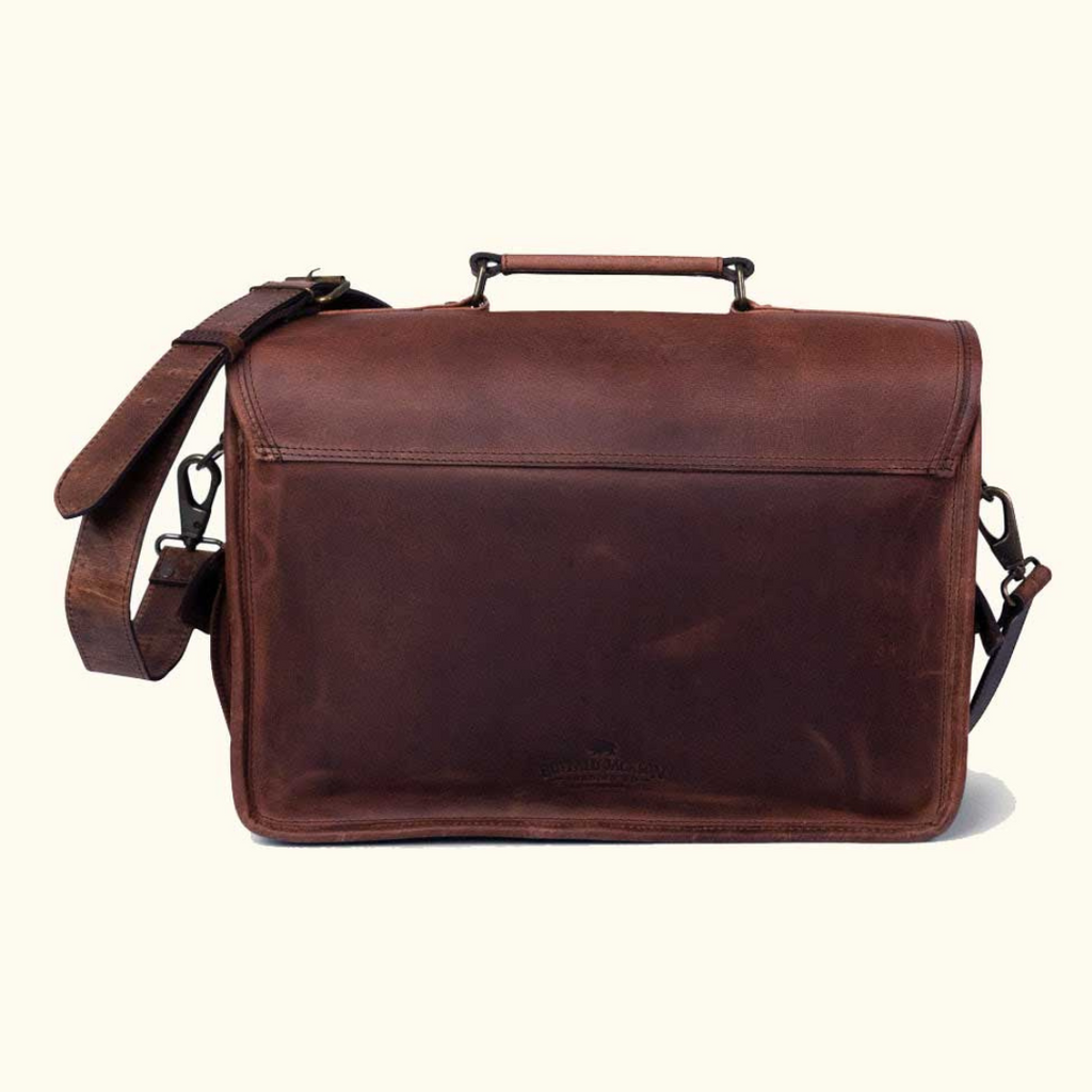 Buffalo Leather Briefcase Bag – Handmade Laptop & Office Satchel