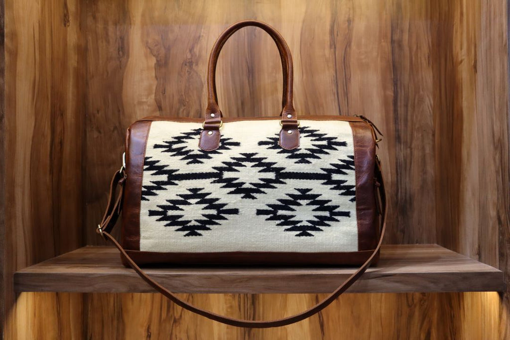 Handcrafted Aztec Leather Duffle – Western Weekender Bag