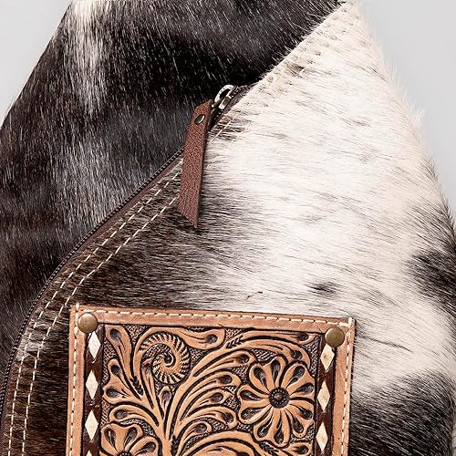 Handcrafted Western Tooled Leather Hair-On Backpack