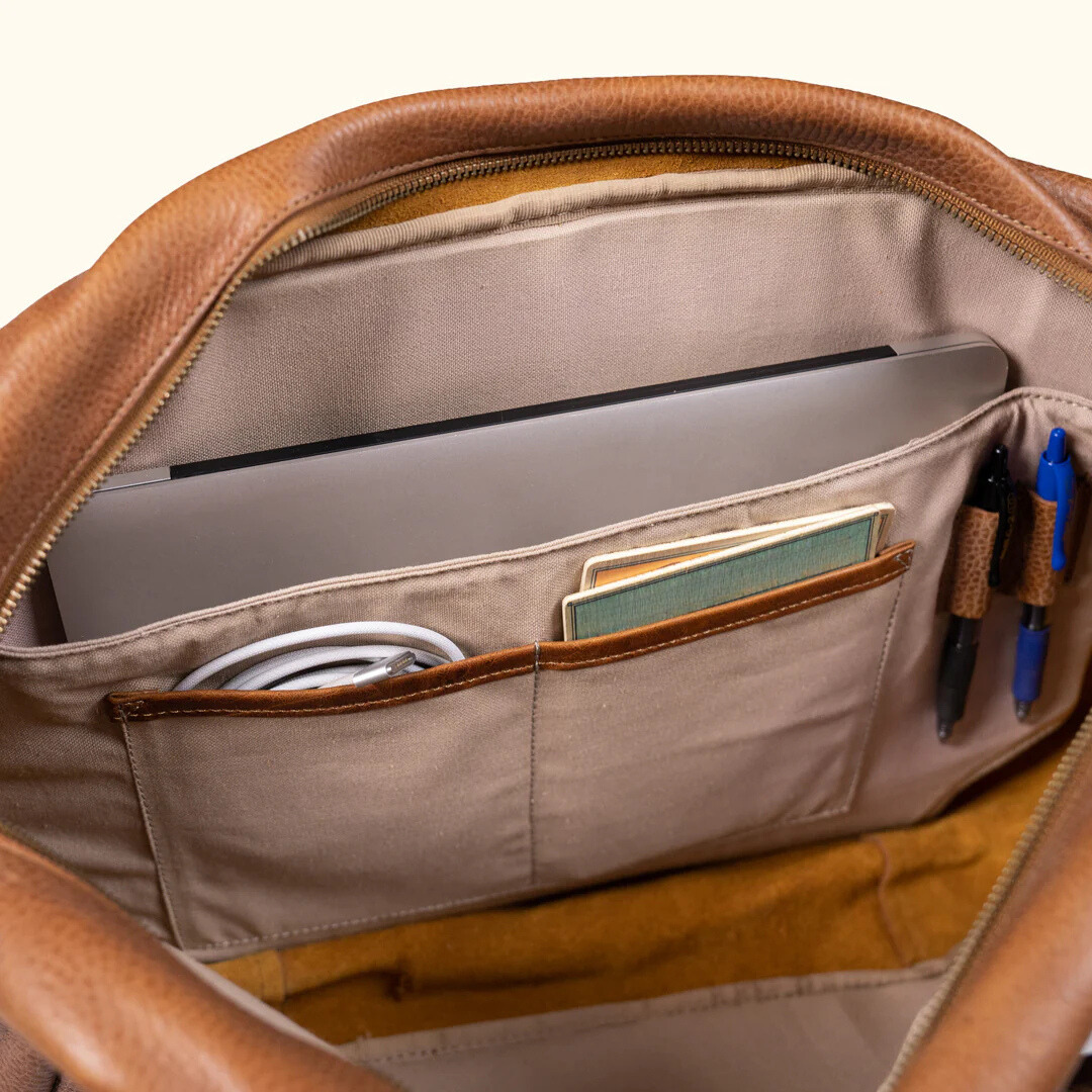 Genuine Buffalo Leather Laptop Briefcase – Classic Work Bag for Professionals