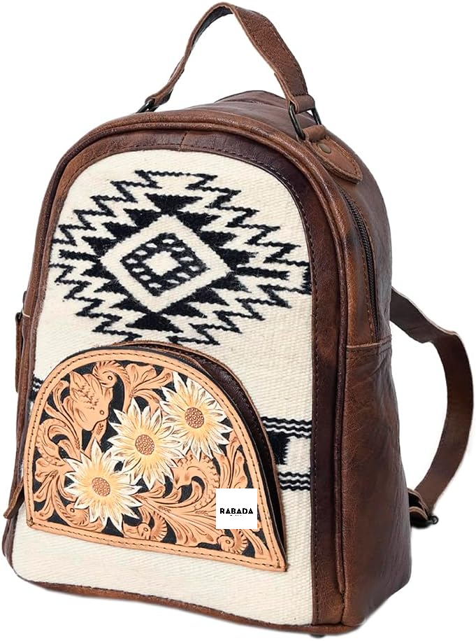 Handmade Aztec Leather Backpack – Western Style Rucksack
