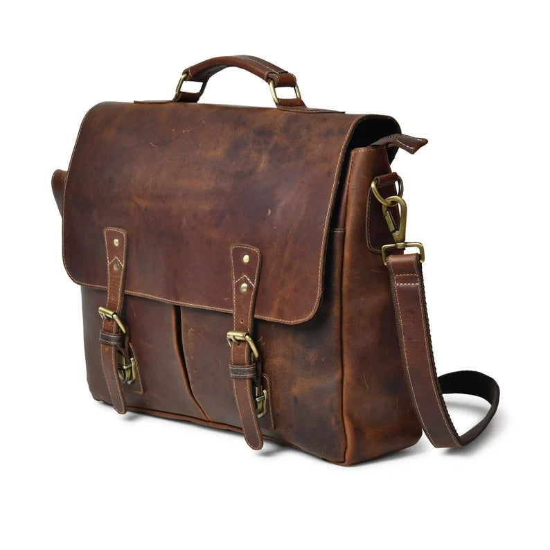 Genuine Leather Messenger Bag – Classic Crossbody for Men & Women