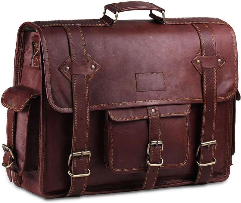 Full-Grain Leather Briefcase – Handcrafted Messenger Bag for Professionals