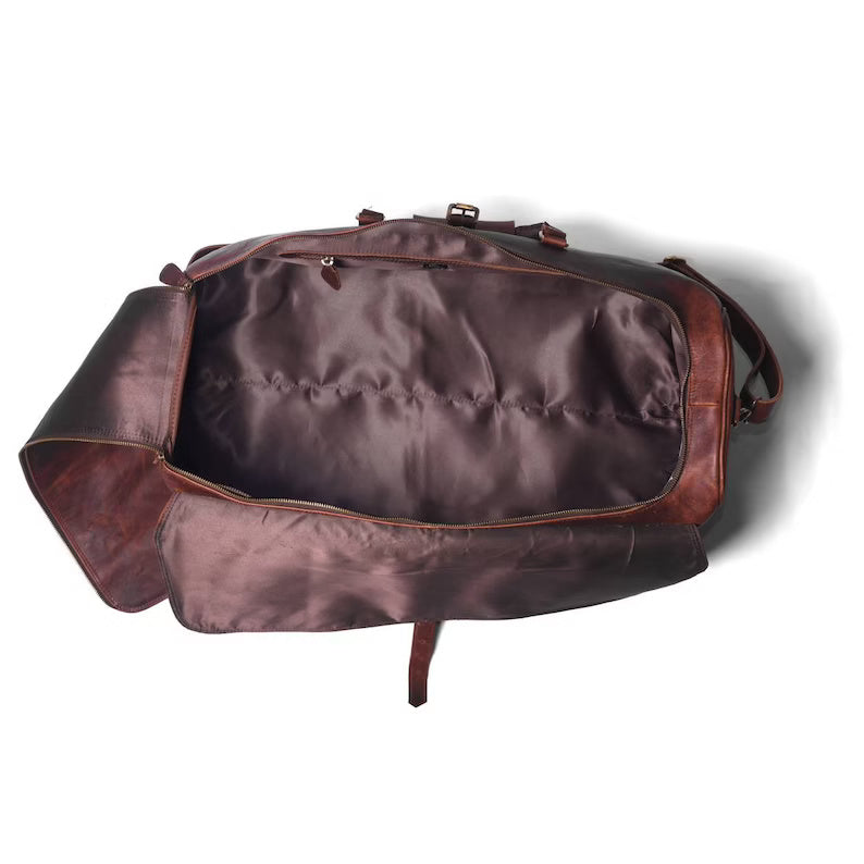 Genuine Leather Travel Duffle Bag – Premium Handmade Weekender