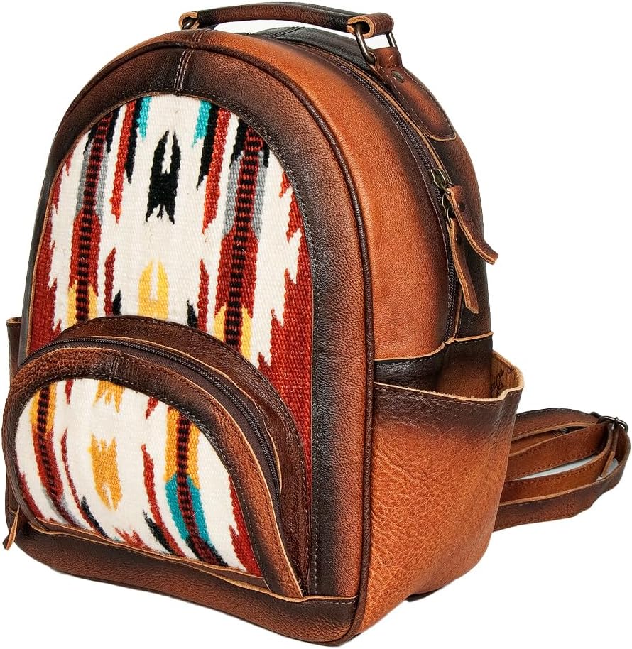Western Aztec Leather Backpack – Handcrafted & Rugged