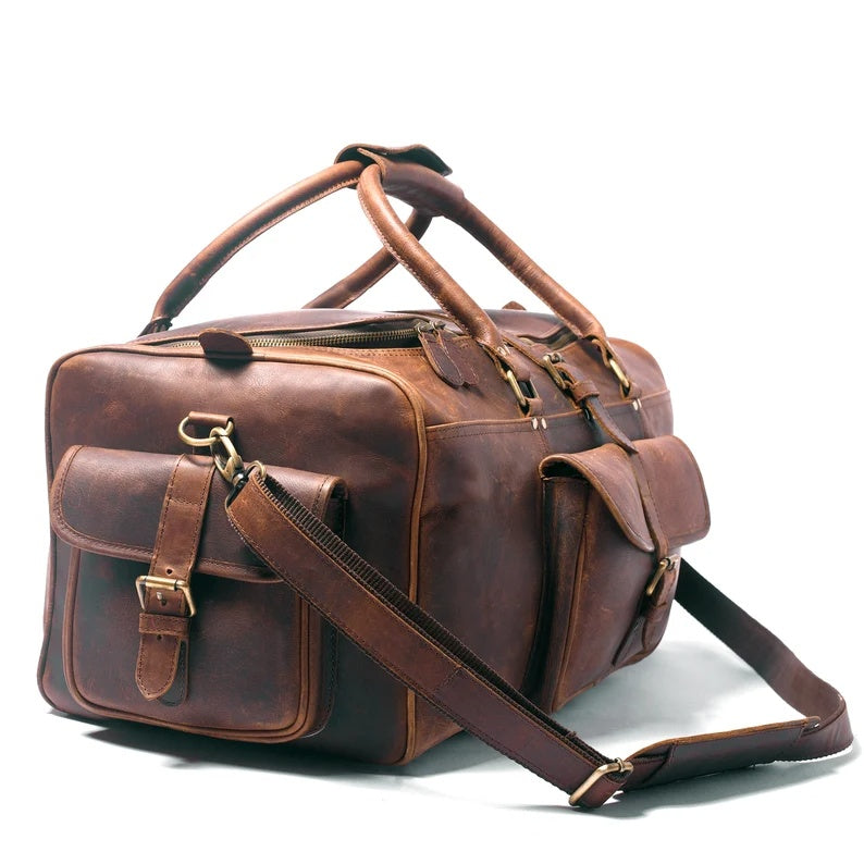 Vintage Style Leather Duffle Bag – Rugged & Durable