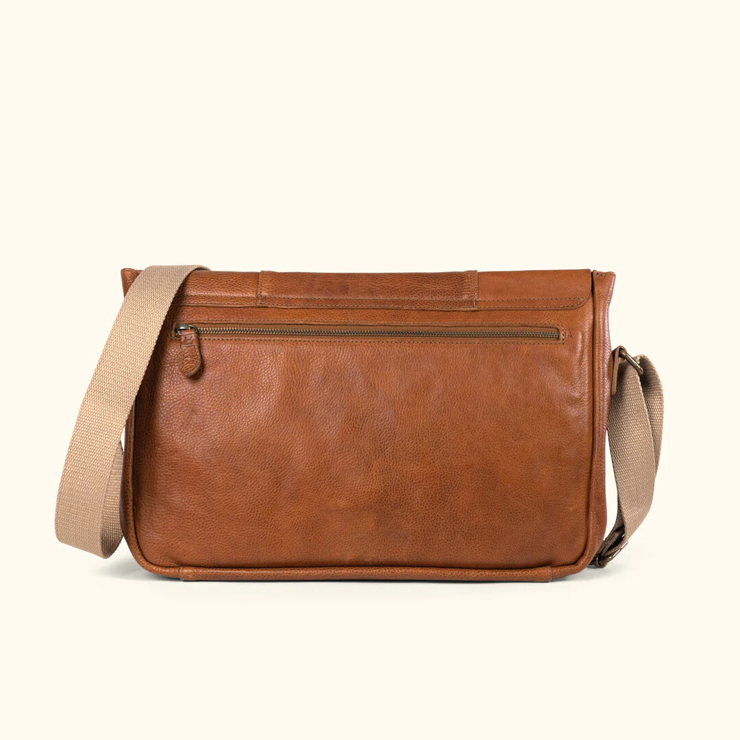 Vintage Buffalo Leather Laptop Bag – Handmade Messenger Style