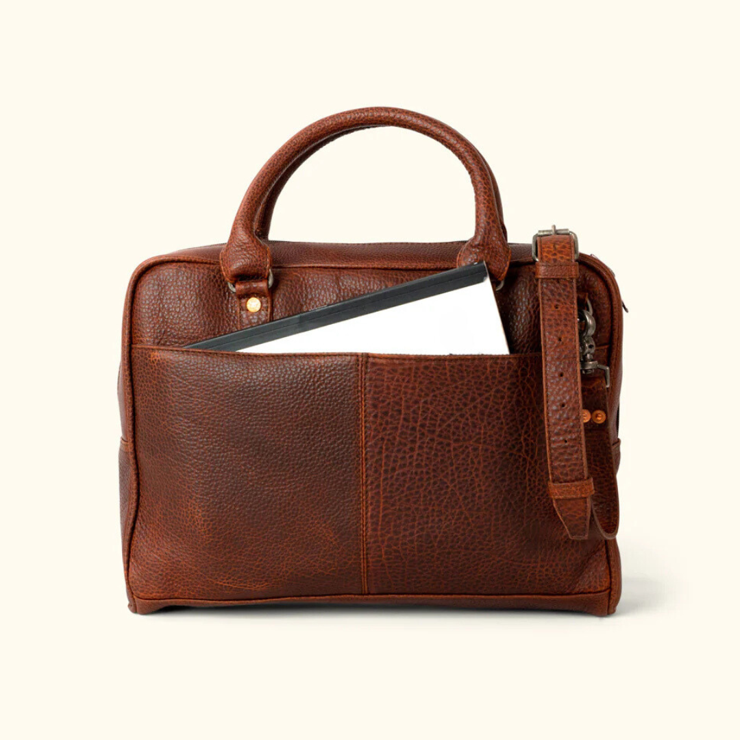 Vintage Style Buffalo Leather Briefcase – Men's Laptop Bag