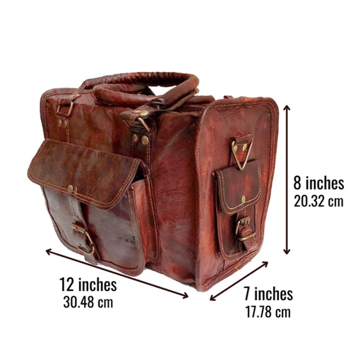 12-Inch Leather duffle Bag – Vintage Laptop, Office, Crossbody Bag for Men/Women