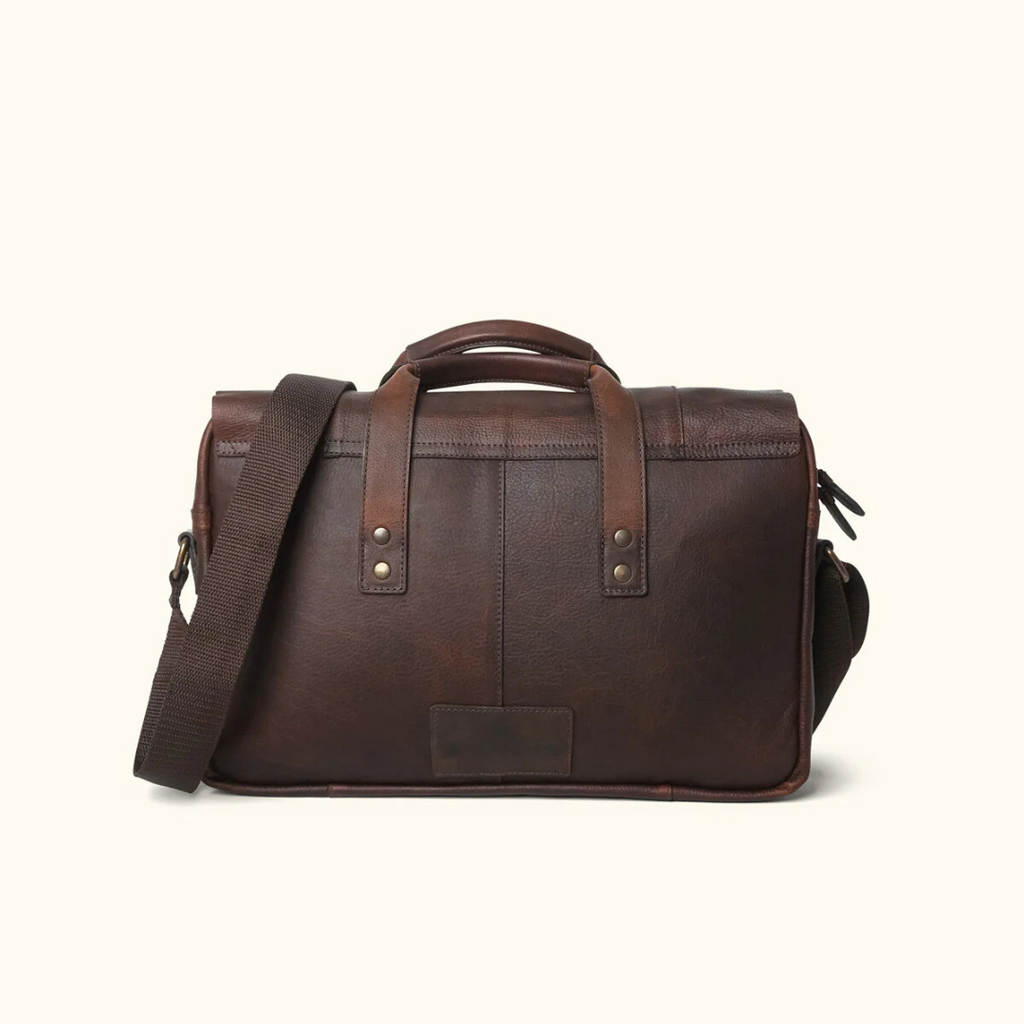 Buffalo Leather Briefcase – Genuine Full Grain Messenger Bag for Men