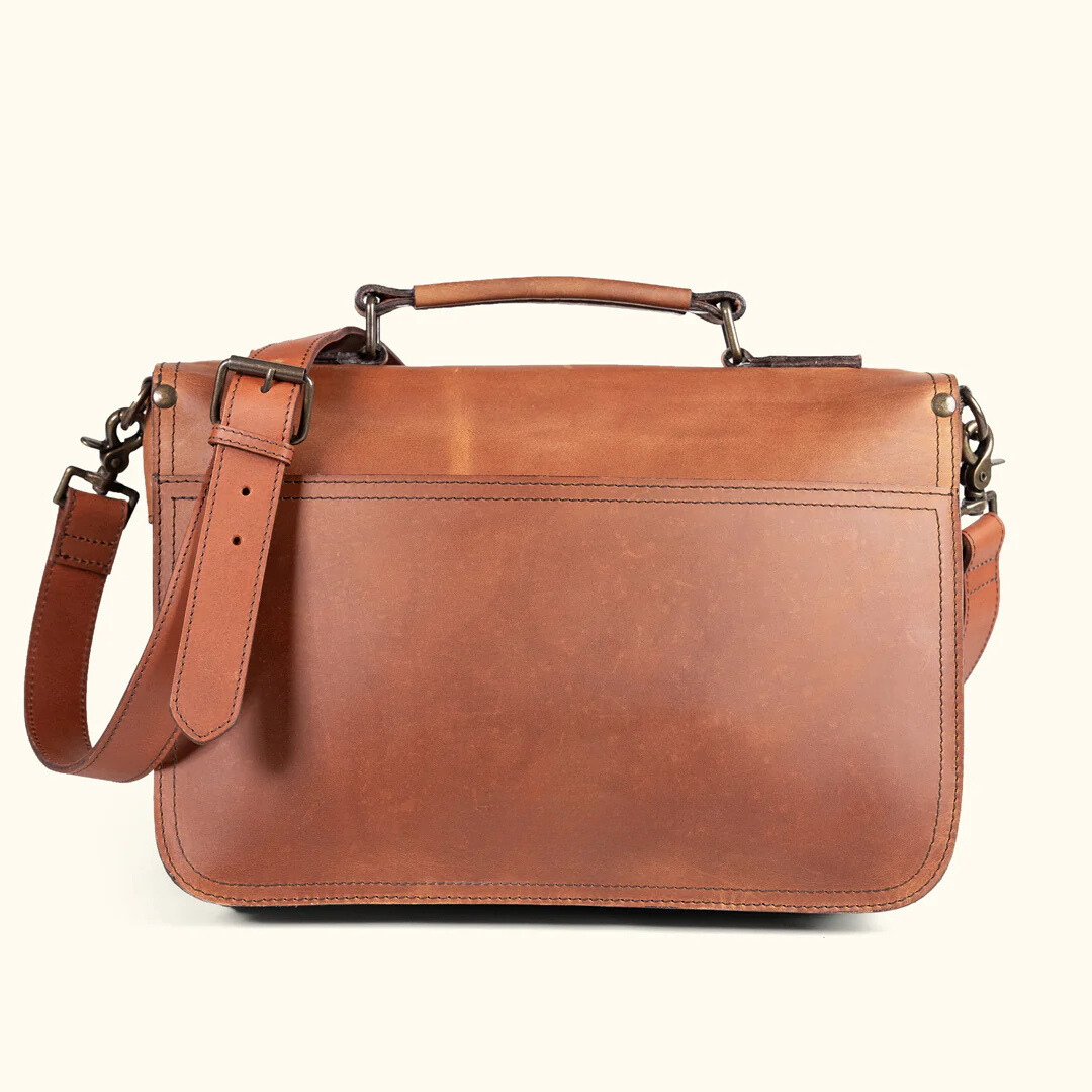 Premium Buffalo Leather Briefcase – Rustic Handmade Work Bag