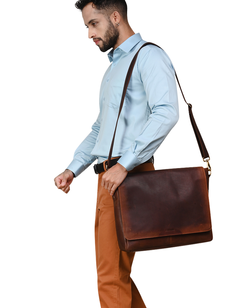 Vintage Style Buffalo Leather Briefcase – Men's Laptop Bag