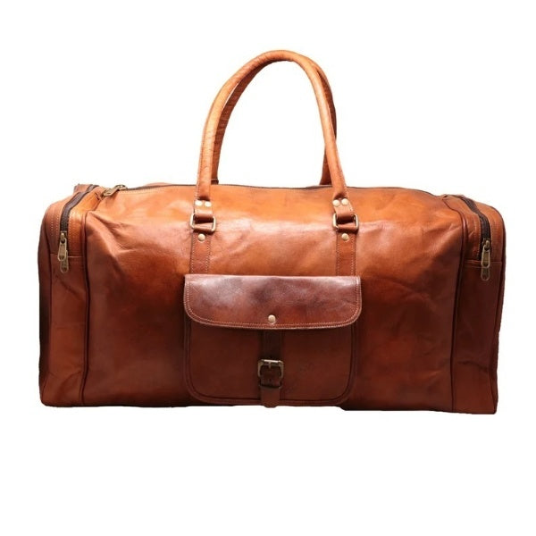Handcrafted Leather Duffle Bag – 20" Compact Travel, Gym, Overnight Weekender Bag