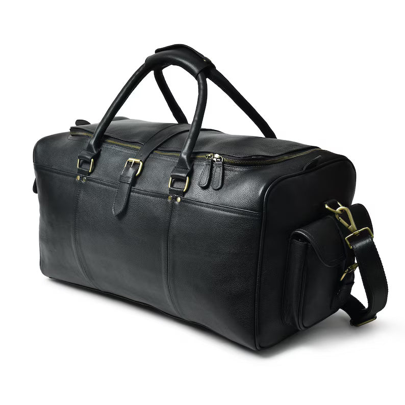 Men’s Leather Travel Duffle Bag – Elegant & Durable