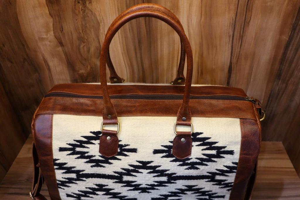 Handcrafted Aztec Leather Duffle – Western Weekender Bag