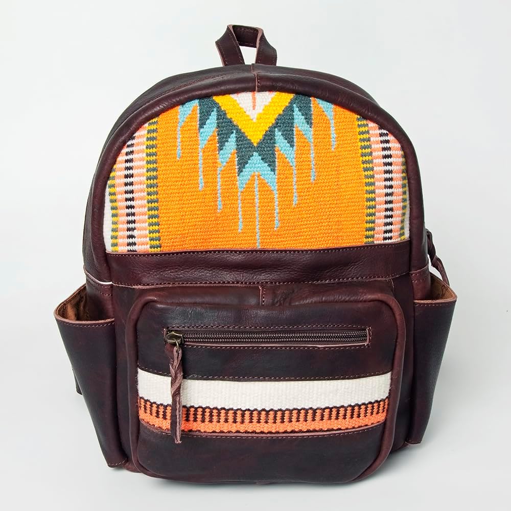 Western Aztec Leather Backpack – Handcrafted & Rugged